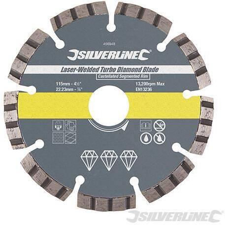 Silverline Lama disco diamantata con bordature turbo a laser per edilizia