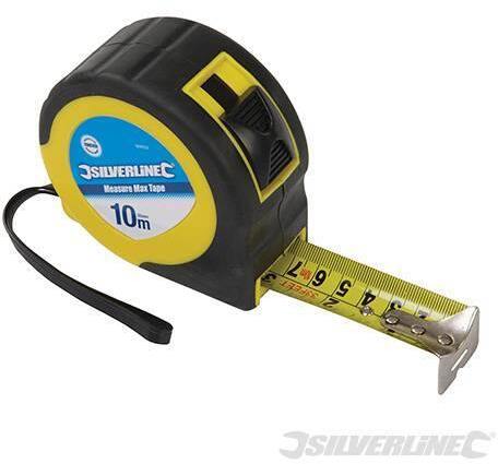 Silverline metro flessibile flessometro riga ABS 10 m x 32 mm comoda impugnatura