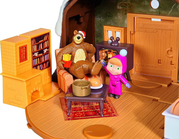 Simba---Masha-E-Orso-Playset-Casa-Inverno,-109301023,-+-3-Anni,-Inclusi-Masha-E-Orso-Con-Tanti-Accessori
