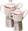 Sirge Caffettiera Moka 4 Tazzine Porcellana Fine Certificata Decorata Oro Moka Tradizionale Ceramica 4/6 Persone, Base in Alluminio Casa e cucina/Tè e caffè/Moke e caffettiere La Bottega del Risparmio - Bari, Commerciovirtuoso.it