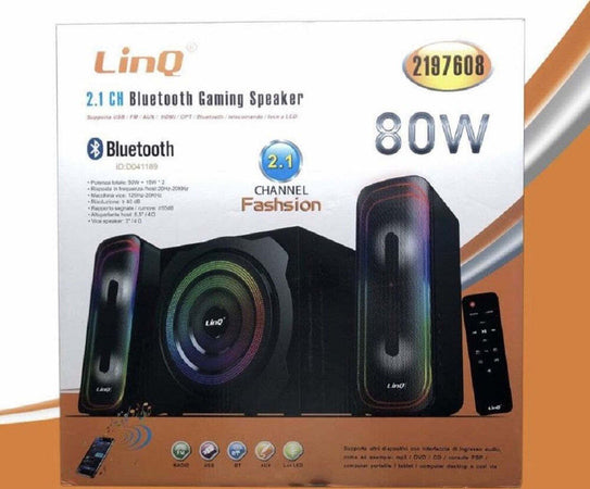 Sistema Altoparlanti Casse 2.1ch Bluetooth Gaming Speaker 80w Telecomando 2197608 Elettronica/Audio e video portatile/Accessori/Casse portatili e Docking Station con altoparlanti/Casse portatili Bluetooth Trade Shop italia - Napoli, Commerciovirtuoso.it