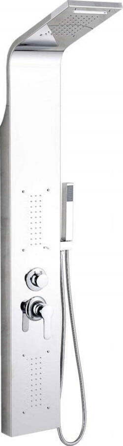Sistema Pannello Doccia Curvo Esy_69211 Acciaio Specchio Doccetta 22x48x152cm Accessori Doccia Trade Shop italia - Napoli, Commerciovirtuoso.it
