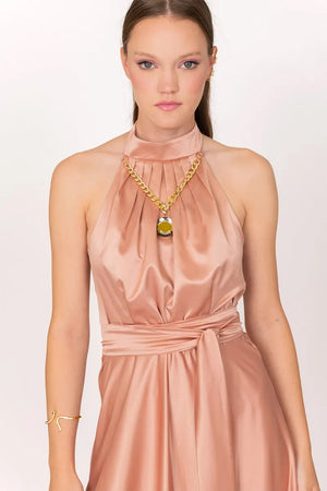 SISTE'S-GOLD-|-Abito-lungo-pietra-scollo