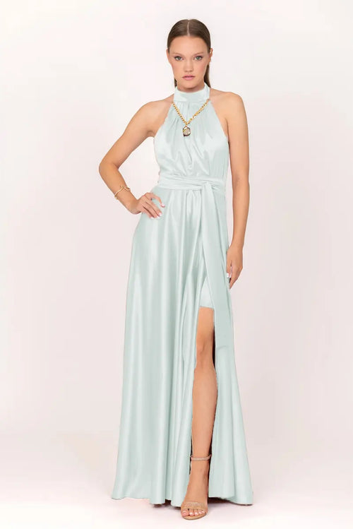 SISTE'S-GOLD-|-Abito-lungo-pietra-scollo