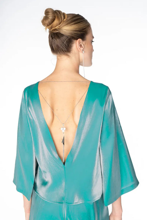 Siste's Gold Top Donna Elegante Scollato Dietro Gioiello Schiena Blusa Elegante Tinta Unita Manica a 3/4 Schiena Nuda Moda/Donna/Abbigliamento/T-shirt top e bluse/Bluse e camicie You Store - Messina, Commerciovirtuoso.it