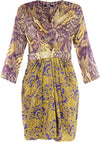 Siste’s Vestito Corto Donna Fantasia Pitone Rosa E Oro Abito Mini Dress Scollo A V Maniche A 3/4 Fascia Coulisse In Vita Moda/Donna/Abbigliamento/Vestiti/Discoteca You Store - Messina, Commerciovirtuoso.it
