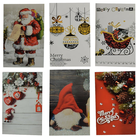 Biglietto di Auguri con decorazione natalizia con busta compresa confezione da 6 pezzi 11,5 x 17 cm