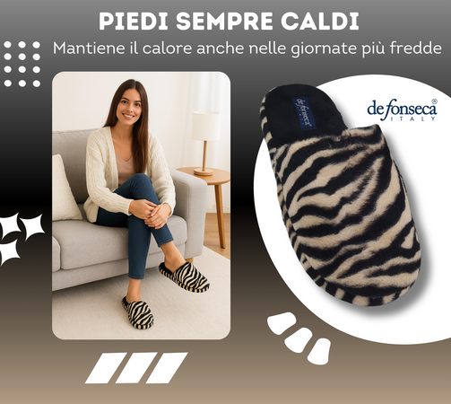 de fonseca Ciabatte Donna Invernali da Casa, Pantofole Calde e Pelose, Pantofola Animalier Leopardata