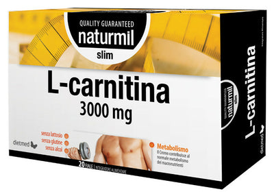 L-Carnitina 3000 mg Naturmil 20 flaconcini. Integratore alimentare di carnitina e cromo per la riduzione della massa grassa