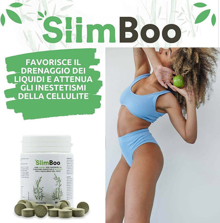 SlimBoo Anticellulite e Drenante con Bambù, Ananas, Melitolo, Moringa e Carrube 100% Naturale - 90 Compresse, Made in Italy