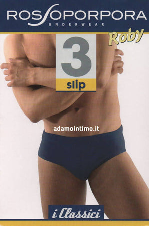 Slip uomo mutande uomo in cotone con elastico interno ROSSO PORPORA art. Roby
