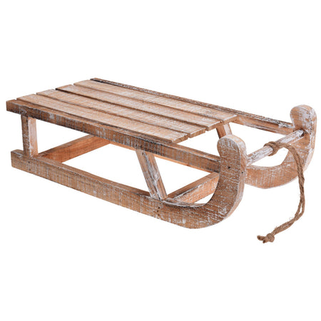 Slitta in Legno sbiancato decorazione Natalizia per Interni ed Esterni