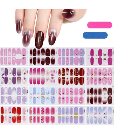 Smalto Adesivo Per Unghie Nail Art Stickers Decorazioni Manicure Set Da 24 Pezzi
