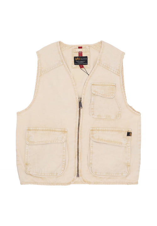 ALPHA INDUSTRIES Smanicato Uomo Canvas Acid Vest Vintage White da uomo