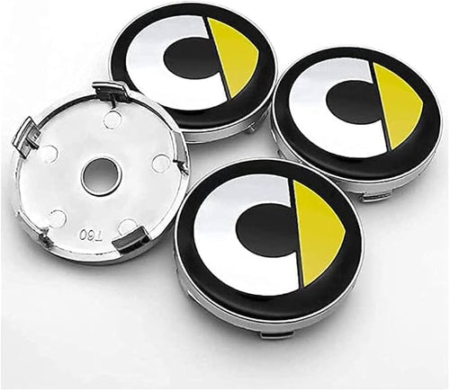 4 Coprimozzo Smart 451 453 Fortwo Forfour 2009-2020 Compatibile Giallo da 60mm