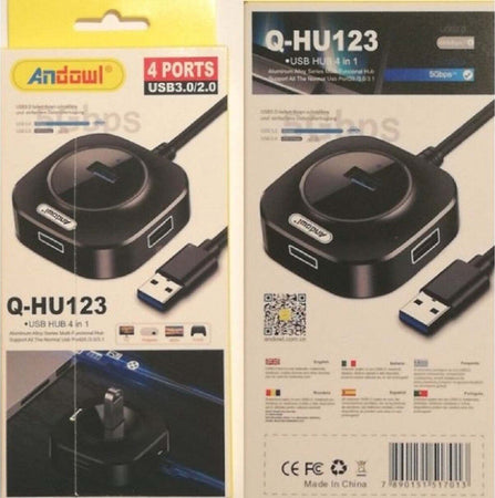 Smart Hub Usb 4 In 1 Con 4 Porte Usb 3.0/2.0 Q-hu123 Telefoni Computer Notebook Elettronica/Informatica/Accessori/USB Hub Trade Shop italia - Napoli, Commerciovirtuoso.it