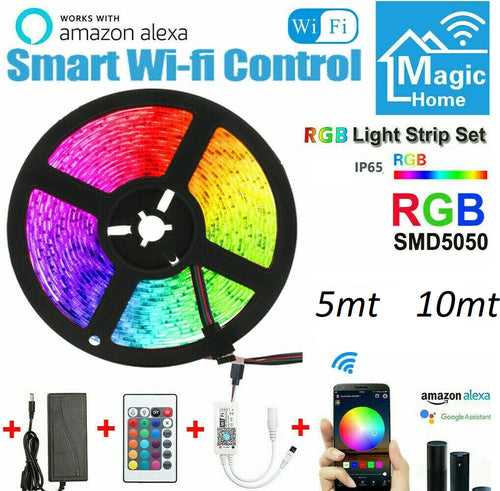 Smart Striscia LED Alexa 5M Google Home WiFi 5050 RGB SMD KIT Strip LED IP65 Illuminazione/Strisce LED Zencoccostore - Formia, Commerciovirtuoso.it