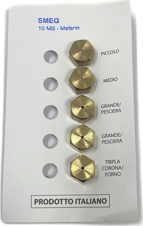 SMEG GASFIRE UGELLI-INIETTORI CUCINA 4 FUOCHI + FORNO GAS METANO FILETTO 10 MB Casa e cucina/Utensili da cucina/Bruciatori da cucina Rossi Ricambi - Venetico Marina, Commerciovirtuoso.it