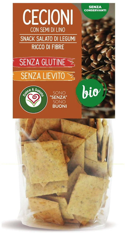 Snack Salato di Legumi Biologico 250g con Semi di Lino Biologico Senza Glutine e Senza Lievito