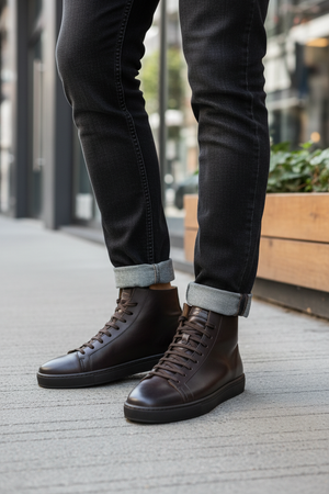 Scarpa Santoni Uomo - Sneacker Alte in Pelle