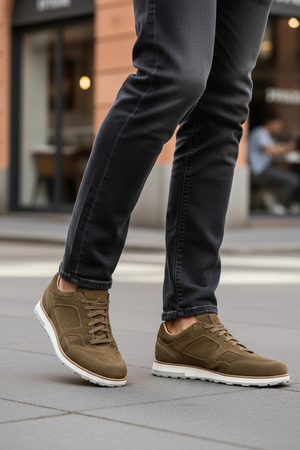 Scarpa Uomo Santoni - Sneacker Scamosciate colore blu suola gomma bianca
