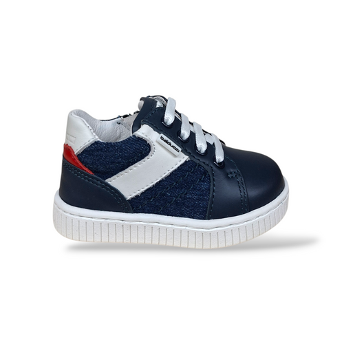 Scarpe Primi Passi Bambino Balducci Cita 4880 Pelle Blue Bianco – Laccio e Zip Laterale Made in Italy