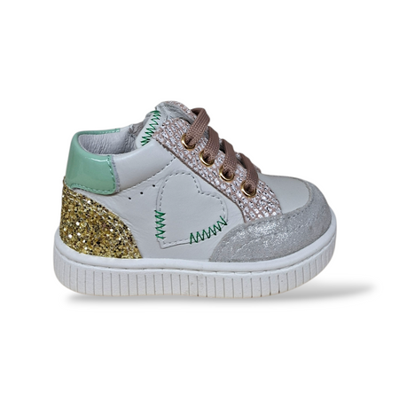 Scarpe Primi Passi Balducci Cita in Pelle Bianco Rosa Verde Acqua – Comfort Artigianale Made in Italy