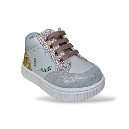 Scarpe Primi Passi Balducci Cita in Pelle Bianco Rosa Verde Acqua – Comfort Artigianale Made in Italy