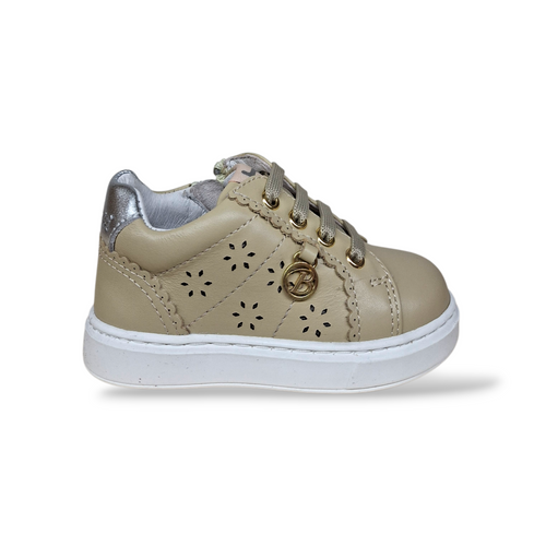 Scarpe Primi Passi Balducci Cita in Pelle Beige Oro Argento – Comfort Artigianale Made in Italy