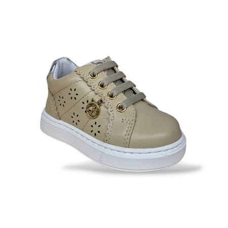 Scarpe Primi Passi Balducci Cita in Pelle Beige Oro Argento – Comfort Artigianale Made in Italy