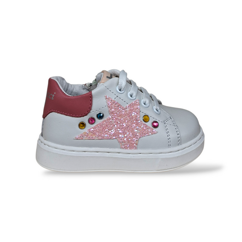 Scarpe Primi Passi Balducci Cita in Pelle Bianco Rosa Cipria – Comfort Artigianale Made in Italy
