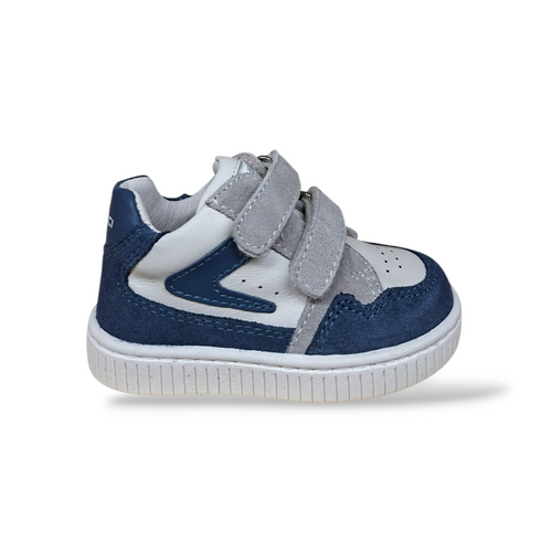 Scarpe Primi Passi Bambino Balducci Cita MSPO4881 Pelle Bluette Bianco Grigio – Comfort Artigianale Made in Italy