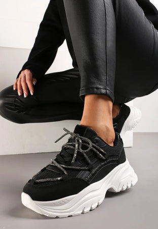 Elina Sneakers Donna con lacci strass
