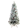 Albero di natale innevato Snow con LED, bacche e pigne in PP Effetto aggi di pino + Flock