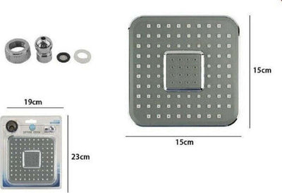 Soffione-Doccia-15x15cm-Ugelli-Fori-Bagno-Miscelatore-Alta-Pressione-59162-Quadro