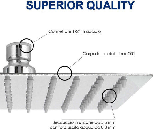 Soffione Doccia Bagno Cascata Quadrato 40x40cm Acciaio 324 Getti Effetto Pioggia Casa, arredamento e bricolage > Soffioni Doccia Trade Shop italia - Napoli, Commerciovirtuoso.it