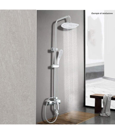 Soffione Doccia Bagno Quadrato 20x20cm Abs Effetto Pioggia 52213 Filtro Anticalcare