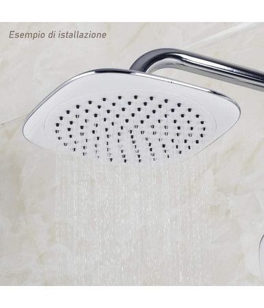 Soffione Doccia Bagno Quadrato 20x20cm Abs Effetto Pioggia 52213 Filtro Anticalcare
