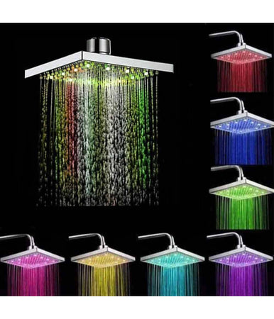 Soffione Doccia Led Rgb 20 X 20 Cm Cromoterapia Doccia Emozionale Argento 79907