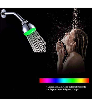 Soffione Doccia Led Rotondo ø8cm Cromoterapia Doccia Emozionale Multicolor 79900