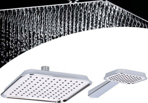 SOFFIONE DOCCIA QUADRATO 20X20CM CON MISCELATORE DOCCETTA QUADRATA IN ABS CROMO Fai da te/Attrezzature per cucine e bagni/Attrezzature per bagni/Docce e componenti doccia/Filtri supporti e soffioni doccia/Docce fisse Trade Shop italia - Napoli, Commerciovirtuoso.it