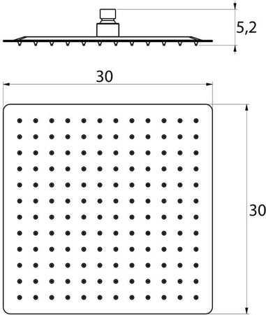 Soffione doccia quadrato 30 x 30 in acciaio cromato anticalcare