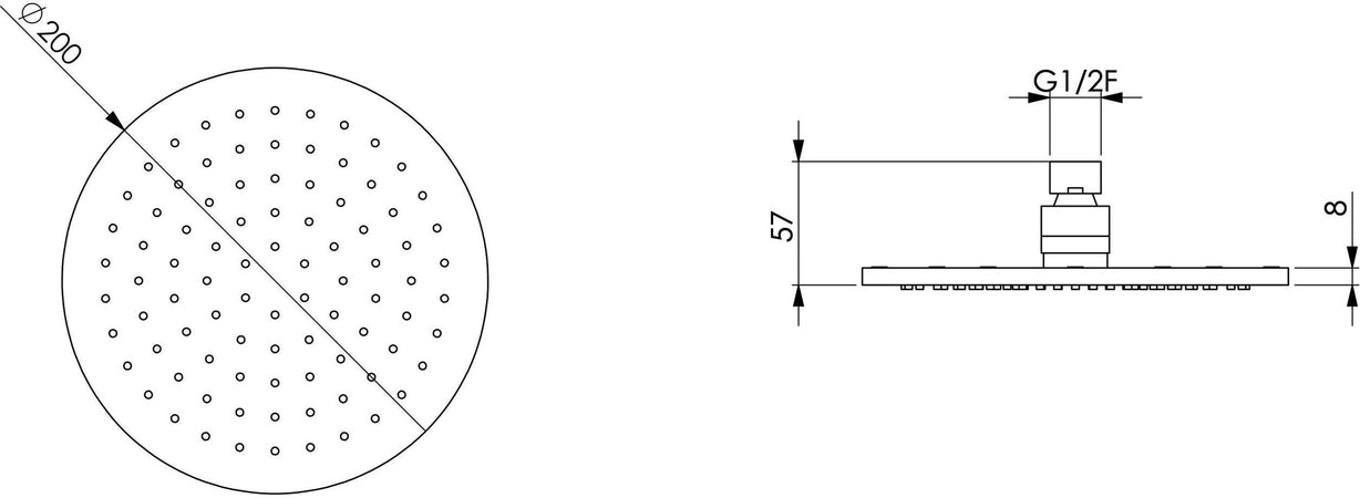 Soffione doccia tondo da 20 cm ispezionabile