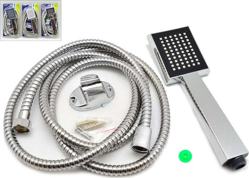SOFFIONE DOCCIA UNIVERSALE ACCIAIO QUADRATO + TUBO FLEXI 2 MT EFFETTO PIOGGIA  Trade Shop italia - Napoli, Commerciovirtuoso.it