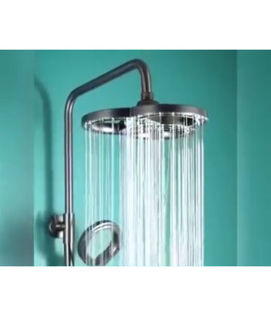 Soffione Per Doccia Bagno 3 Anelli Ugelli In Abs Doccetta Multigetto Nero 87516
