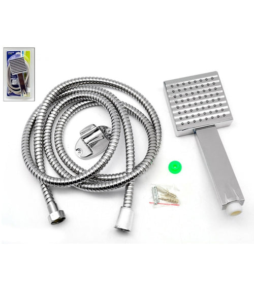 Soffione Quadrato Grande Con Tubo 2 Mt Flessibile Set Bagno Doccia Tropicale