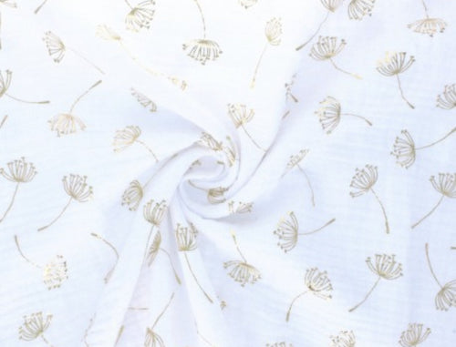 Mussola Bianca Soffioni Gold