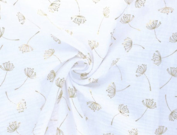 Mussola Bianca Soffioni Gold