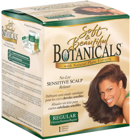 Soft & Beautiful Botanicals Relaxer, No-Lye Sensitive Scalp, Regular, 1 application