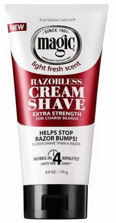 SOFTSHEEN-CARSON MAGIC RAZORLESS CREAM SHAVE EXTRA STRENGHT 170 G PER BARBA .